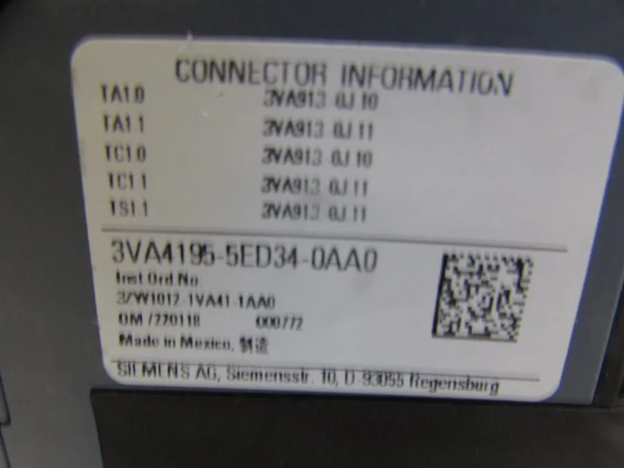 Автоматический выключатель 1 Siemens 3VA4195-5ED34-0AA0 3 Pole 15 Amp Circuit Br
