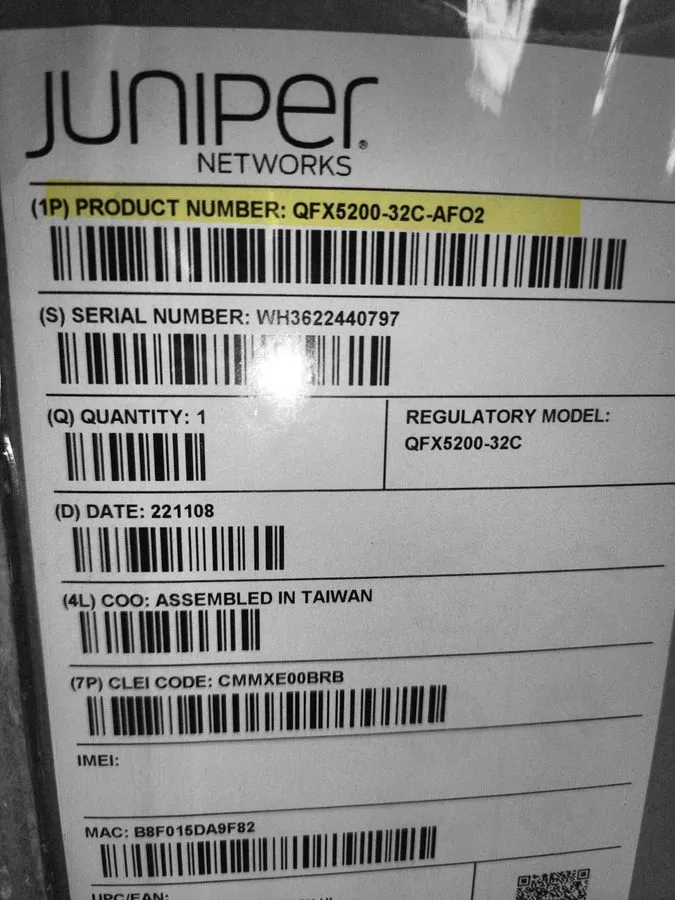 Коммутатор Juniper QFX5200-32C-AFO2 32-Port 100GbE QSFP28 Switch ig