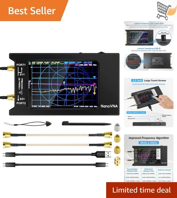 Анализатор цепей Network Analyzer NanoVNA-H4 4" LCD 50KHz~1.5GHz VNA HF VHF UHF 