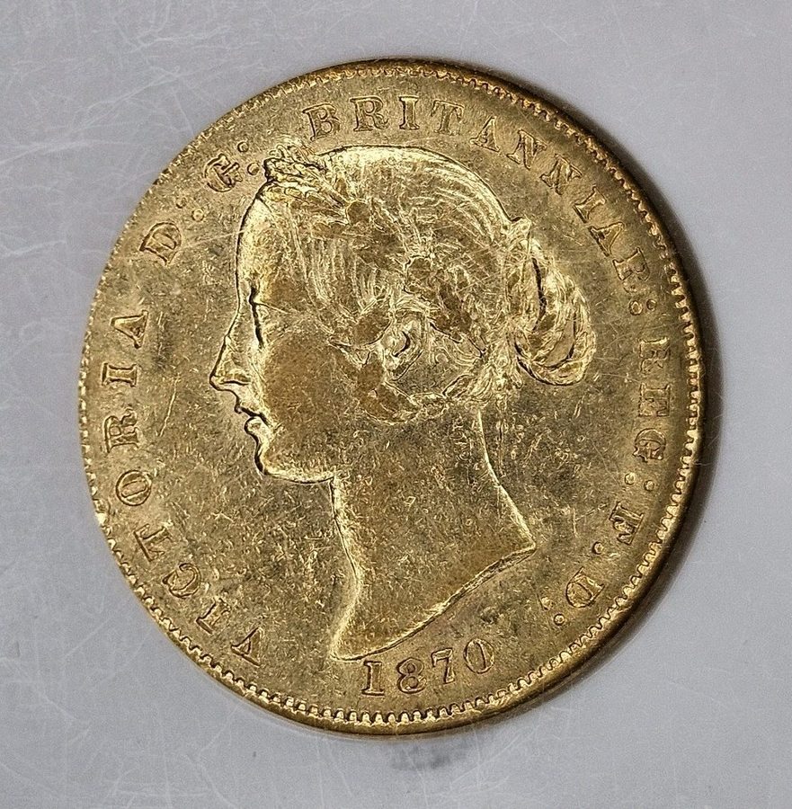 Лабораторный прибор 1870-SY Australia Gold Sovereign Victoria AU50 NGC About Unc — фото лота 1