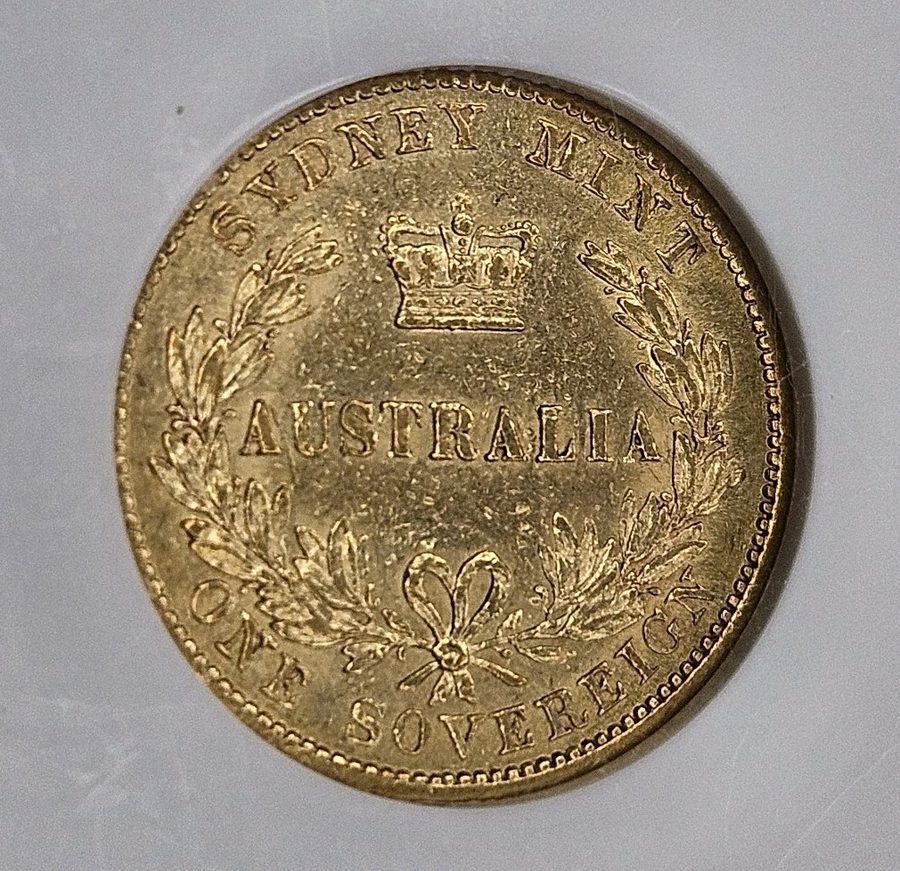 Лабораторный прибор 1870-SY Australia Gold Sovereign Victoria AU50 NGC About Unc — фото лота 2