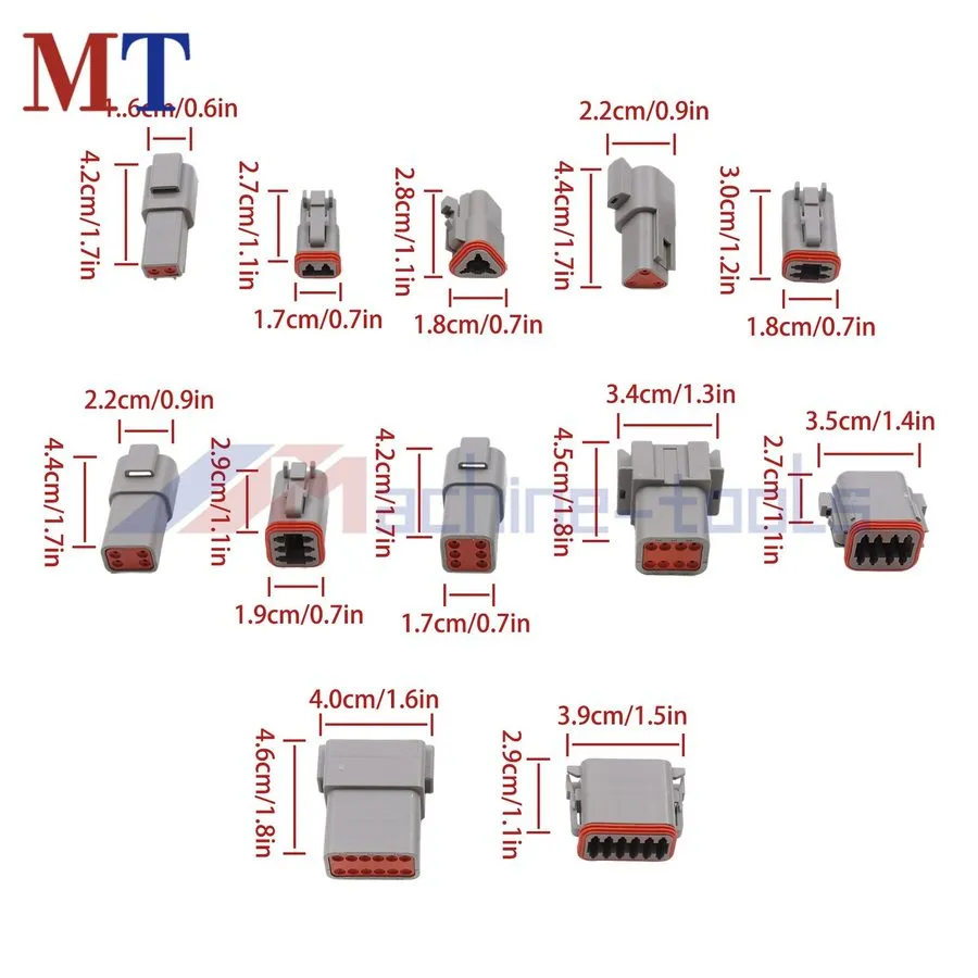 Разъём DT Connector Kit 2 3 4 6 8 12 Pin Size 16 Solid Terminal Contact 14-20AWG