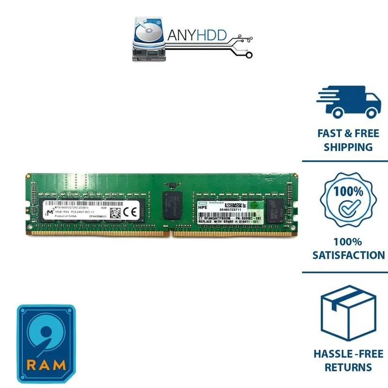 Модуль памяти 805349-B21 HP 16GB PC4 DDR4-2400MHz ECC 1Rx4 RAM 809082-091 MTA18A