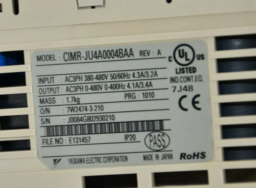 Частотный преобразователь CIMR-JU4A0004BAA Yaskawa 3.4A 480V 2HP J1000 --SA