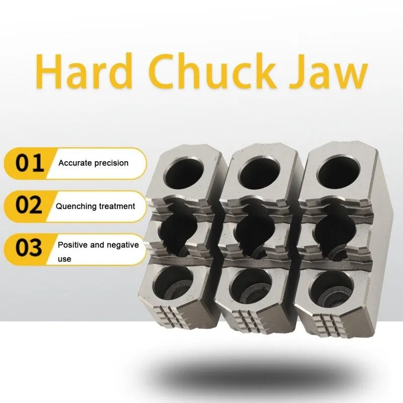 Режущий инструмент 8" Jaw Lathe Chuck Serrated Steel Hard Jaws Set 3 Holes 1.5mm