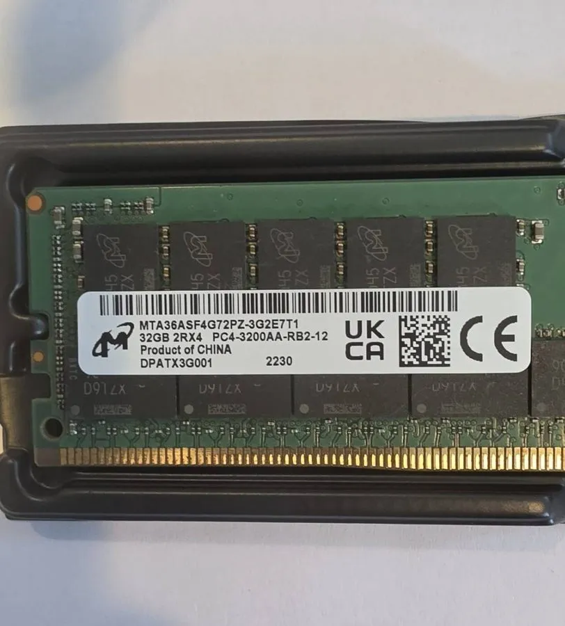 Модуль памяти Micron 32GB DDR4 3200MHz PC4-3200AA 2Rx4 ECC RDIMM Server RAM MTA3