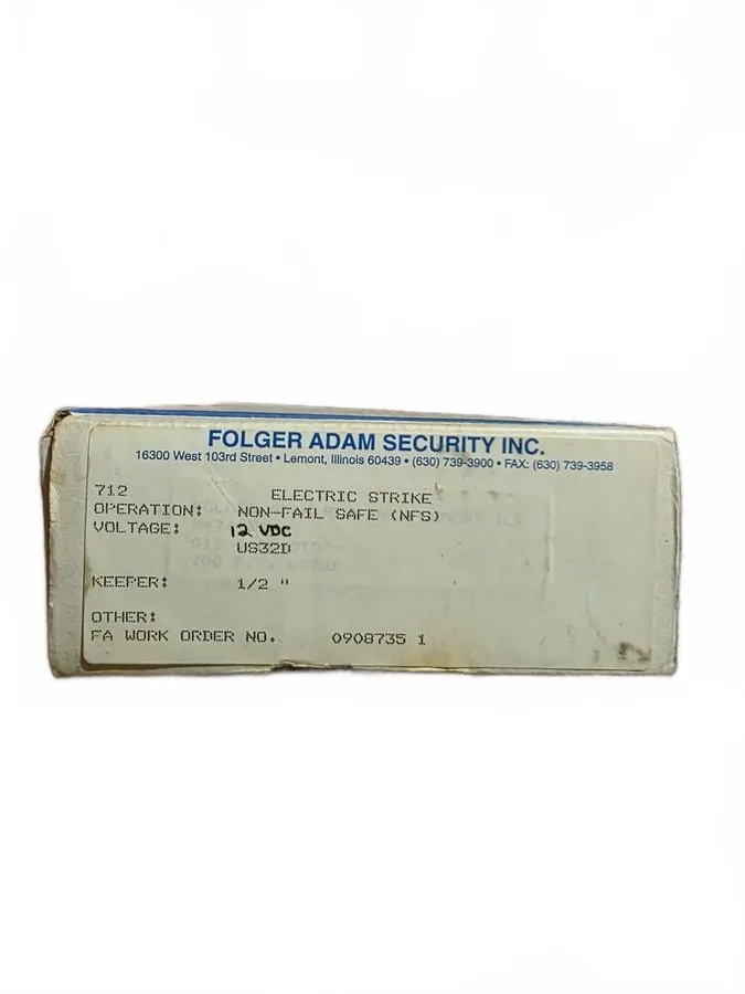 Оборудование видеонаблюдения Vtg Folger Adam Electric Strike Security Hardware M — фото лота 1