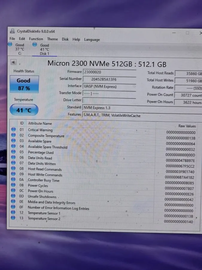 SSD-накопитель Micron 2300 512GB M.2 2280 NVMe PCIe Gen3 x4 SSD MTFDHBA512TDV