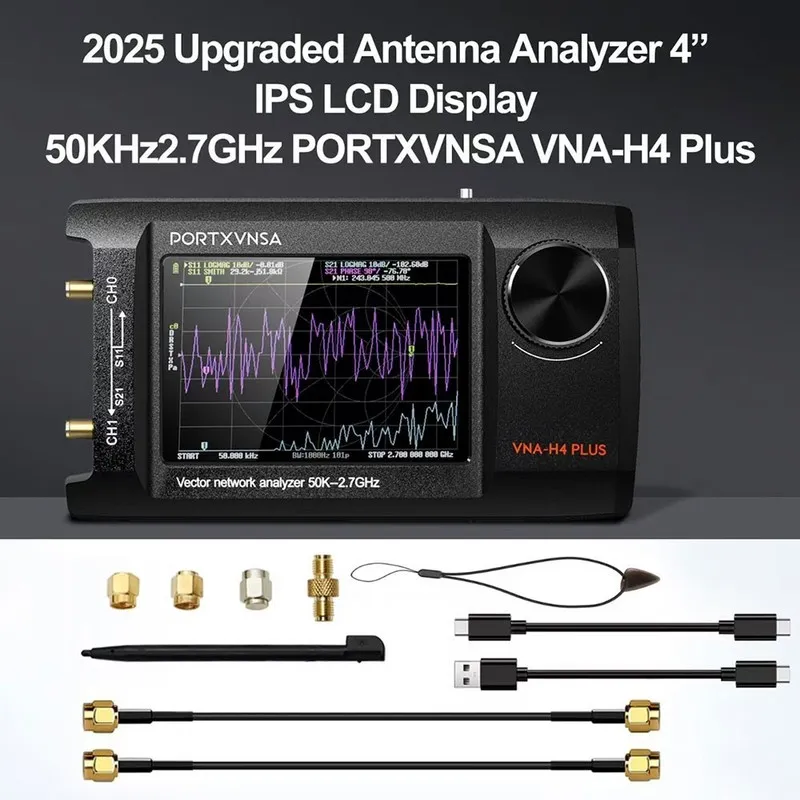 Анализатор цепей Nano VNA-H4 4" LCD 50KHz~1.5GHz VNA HF VHF UHF UV Vector Networ