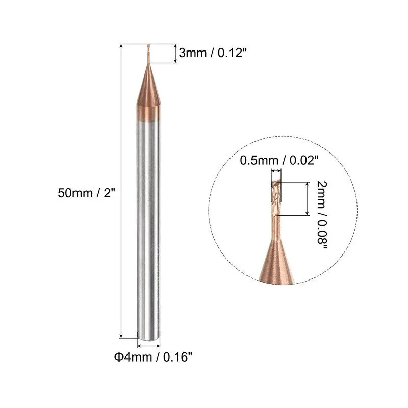 Режущий инструмент 0.5x3x4x50mm Solid Carbide AlTiSin Coated 2 Flute Square End  — фото лота 1