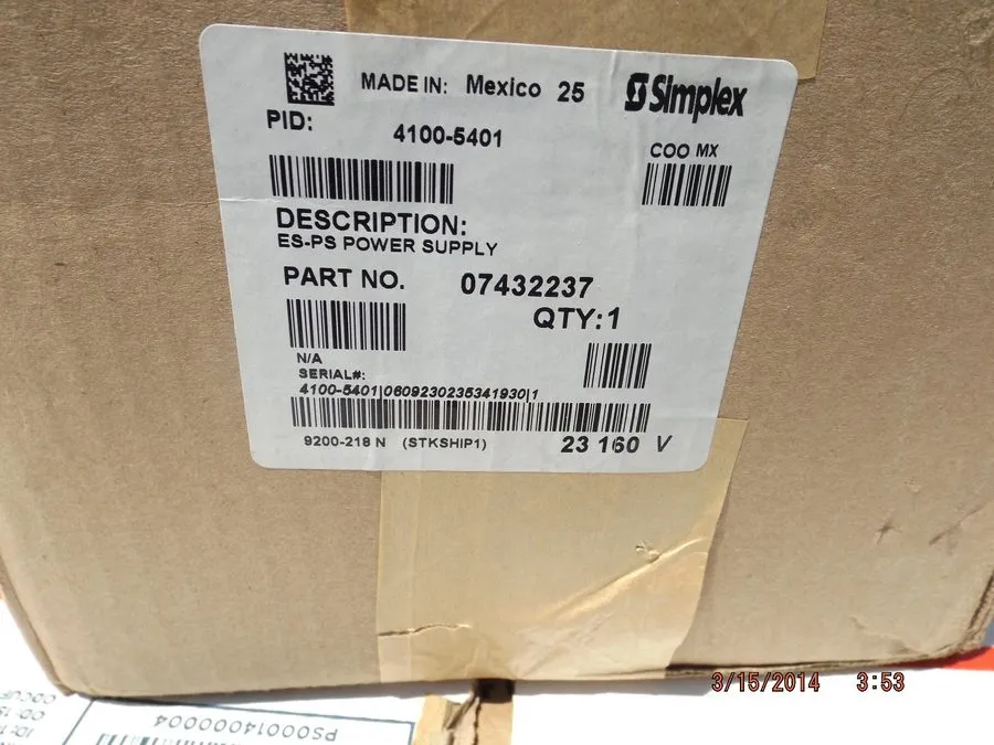 Блок питания Simplex 4100-5401 Fire Alarm Control Panel ES-PS Power Supply 07432