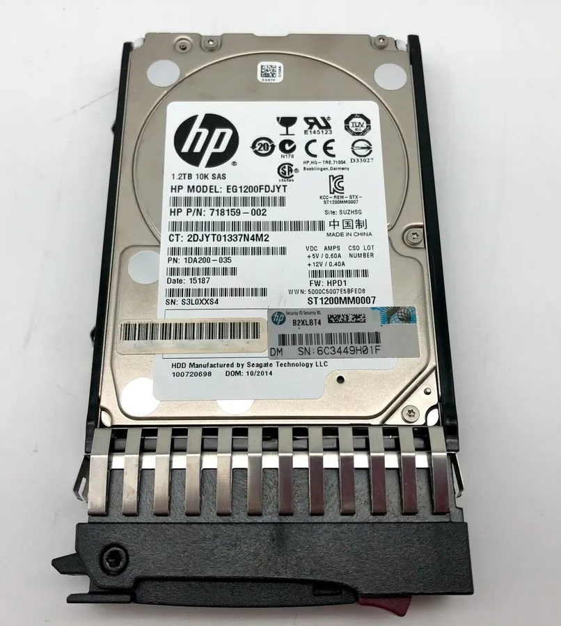 Жёсткий диск HP 1.2TB 10K 2.5" SAS HDD w/Tray, 718291-001, 718159-002