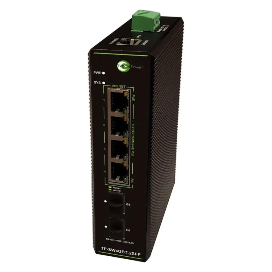 Коммутатор Tycon Power TP-SW4GBT-2SFP 6 Port L2+ Manageable GigE Industrial 802.