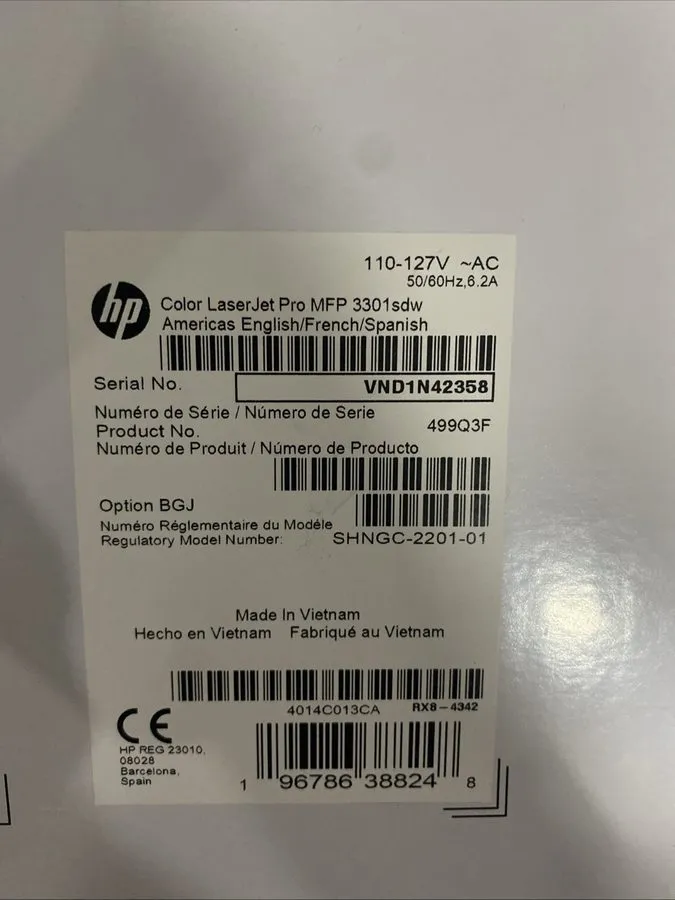 Лазерный принтер HP LaserJet Pro 3301sdw Wireless Laser Multifunction Printer Co