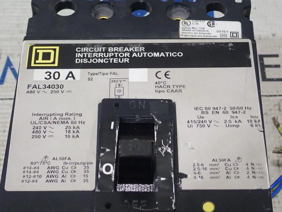 Автоматический выключатель Square D FAL34030 480 V AC 250 V DC 30 A 3 P Circuit