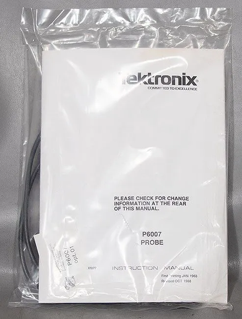 Осциллограф 2x Tektronix P6007 25MHz 100X Passive Oscilloscope Probe, Manuals, A