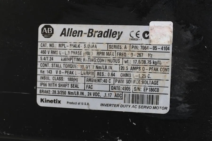 Серводвигатель ALLEN-BRADLEY MPL-B540K-SJ24AA SER.A SERVO MOTOR