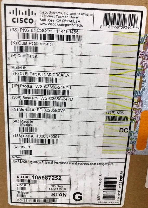 Коммутатор Cisco WS-3650-24PD-L / Catalyst 3650 Series