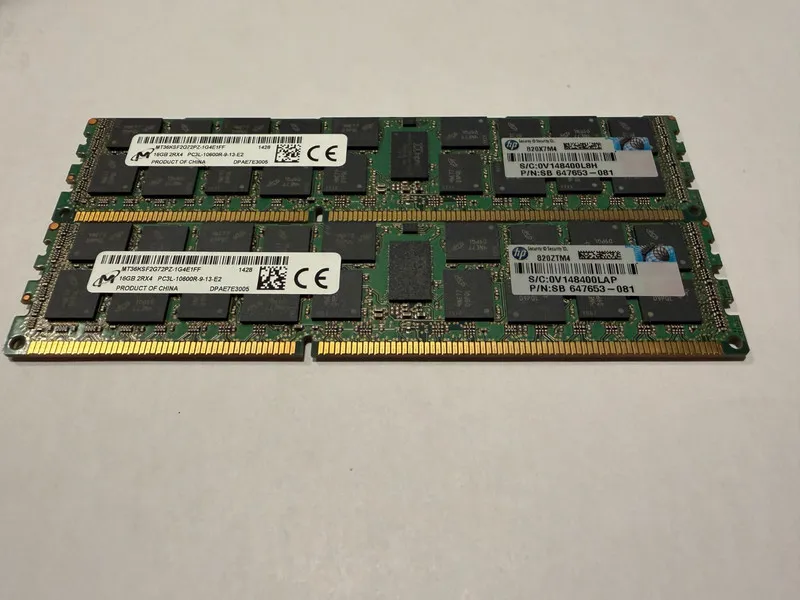 Модуль памяти 32GB (2x16GB) PC3L-10600R ECC Reg Micron MT36KSF2G72PZ-1G4E1FF HP 