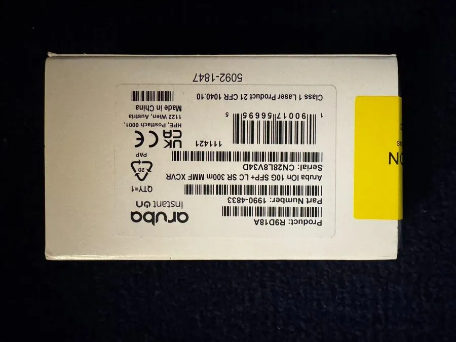 Трансивер Aruba R9D18A Instant On 10G SFP+ LC SR 300m OM3 MMF Transceiver