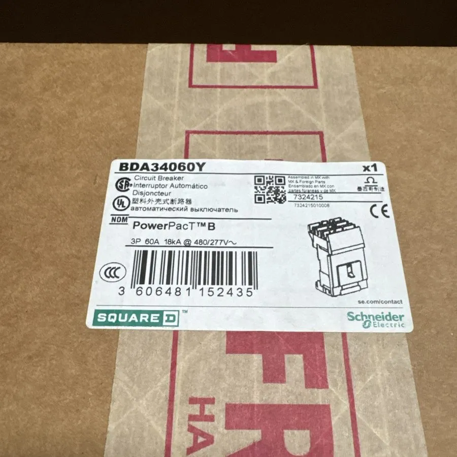 Автоматический выключатель BDA34060Y 60 Amp Square D I-Line 480V 3P Circuit Brea