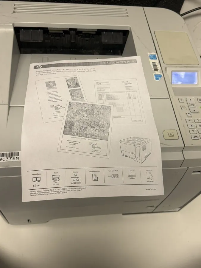 Лазерный принтер HP LaserJet P3015 Monochrome Laser Printer USB Network Workgrou — фото лота 1