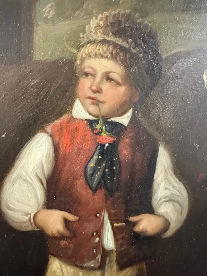 Плата L Knaus (1829-1910) : Proud Peasant Boy Oil On Board signed — фото лота 2