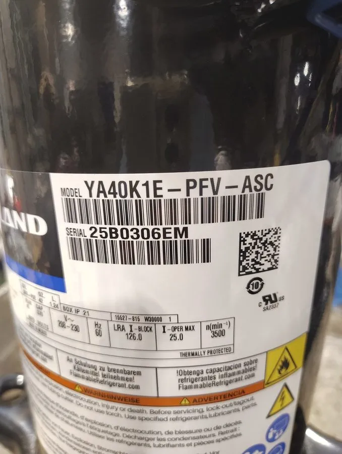 Компрессор Emerson Copeland Scroll Compressor Model Ya40k1e-Pfv-Asc — фото лота 2
