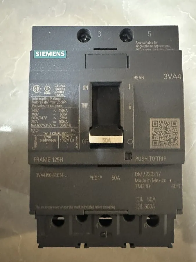 Автоматический выключатель Siemens 3VA4150-6ED34-0AA0 Circuit Breaker 3P/50A /48