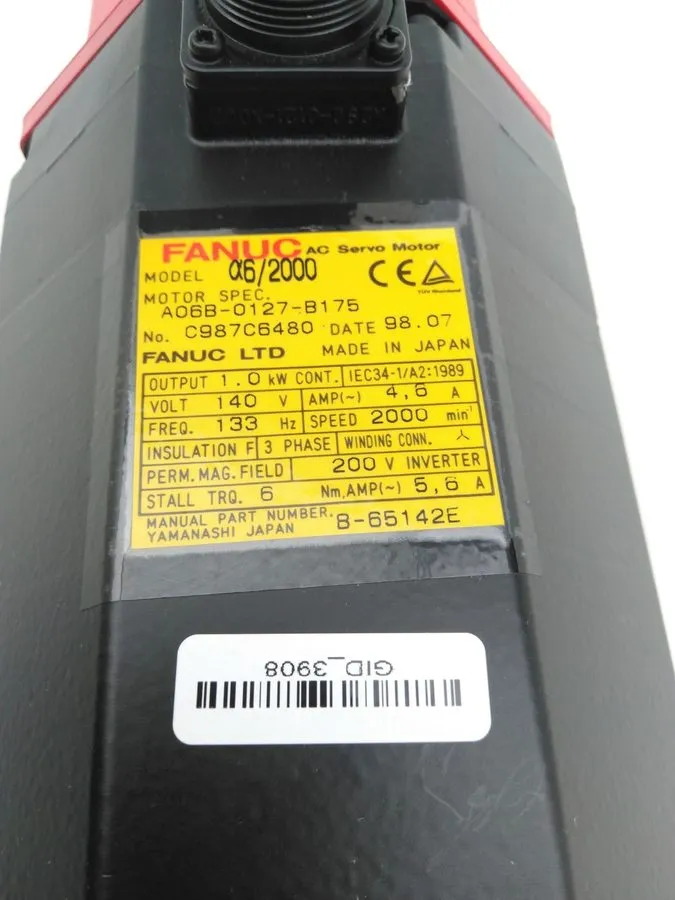 Серводвигатель Fanuc 6/2000 A06B-0127-B175 AC Servo Motor 1.0kW