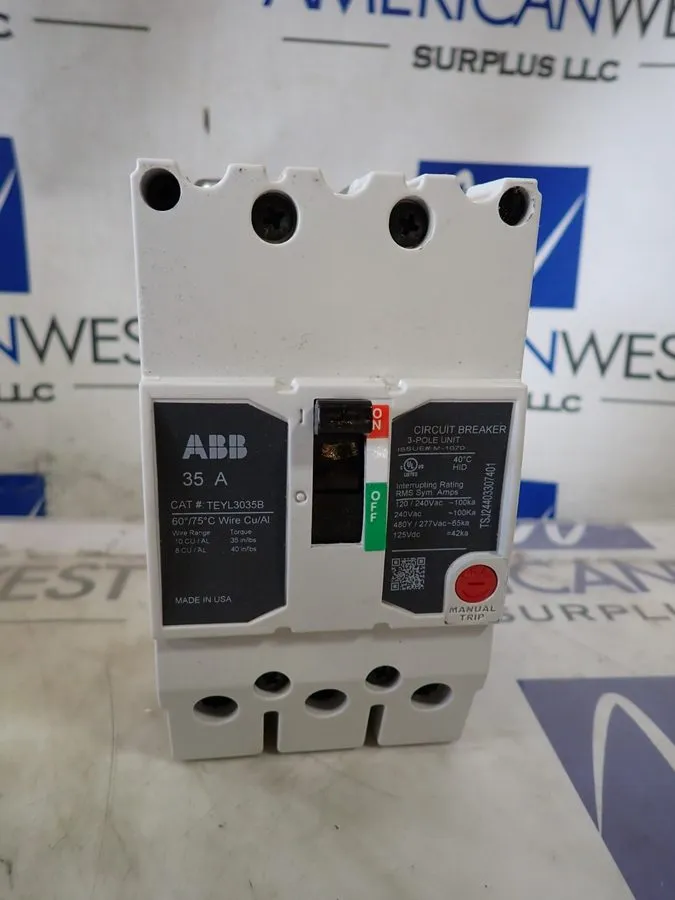 Автоматический выключатель ABB GE TEYL3035B 3 pole 35 amp 65kA@480v Bolt on Circ — фото лота 1