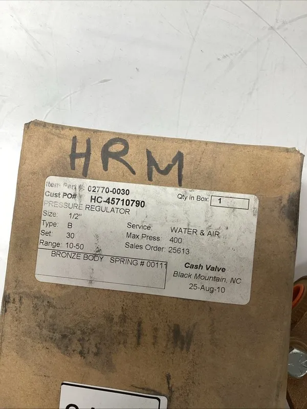 Клапан Cash Valve 02770-0030 1/2” Bronze Pressure Regulator 10–50 psi Water/Air 