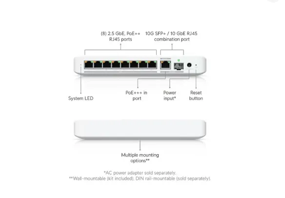 Коммутатор Ubiquiti UniFi Flex 2.5G PoE 8-Port Switch USW-Flex-2.5G-8-PoE 196W 1