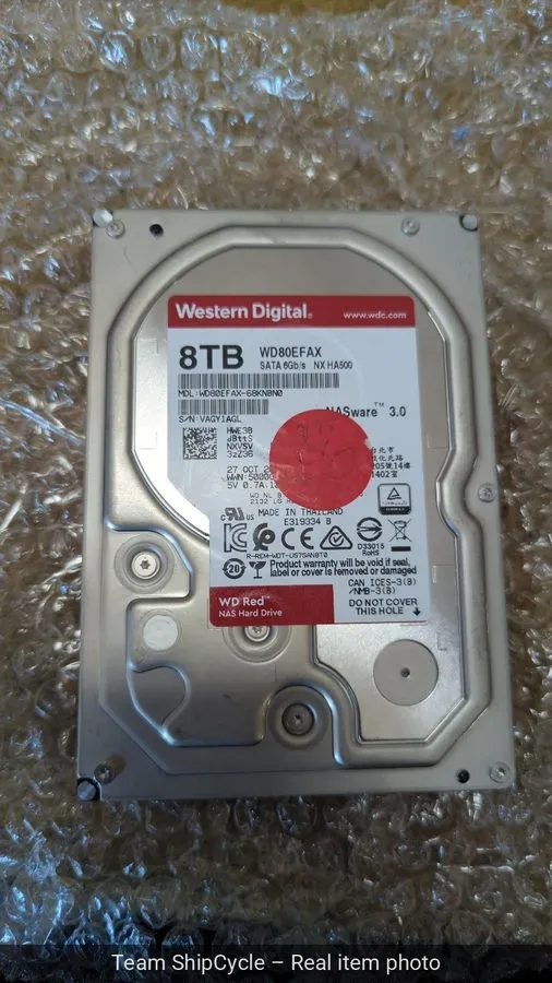 Жёсткий диск DEFECTIVE Western Digital Red Plus 8TB NAS HDD WD80EFAX 5400RPM SAT