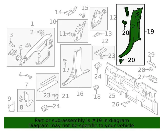 Промышленный компьютер Ford Body C-Pillar Trim Panel PC3Z-26278D12-AA