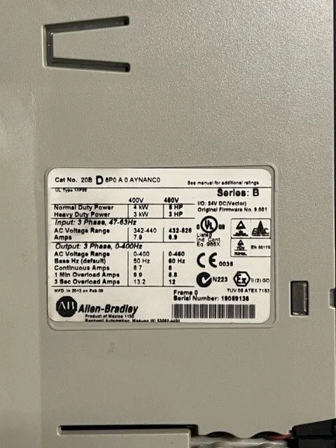 Частотный преобразователь Allen-Bradley 20BD8P0A0AYNANC0 PowerFlex 700 AC Drive  — фото лота 4