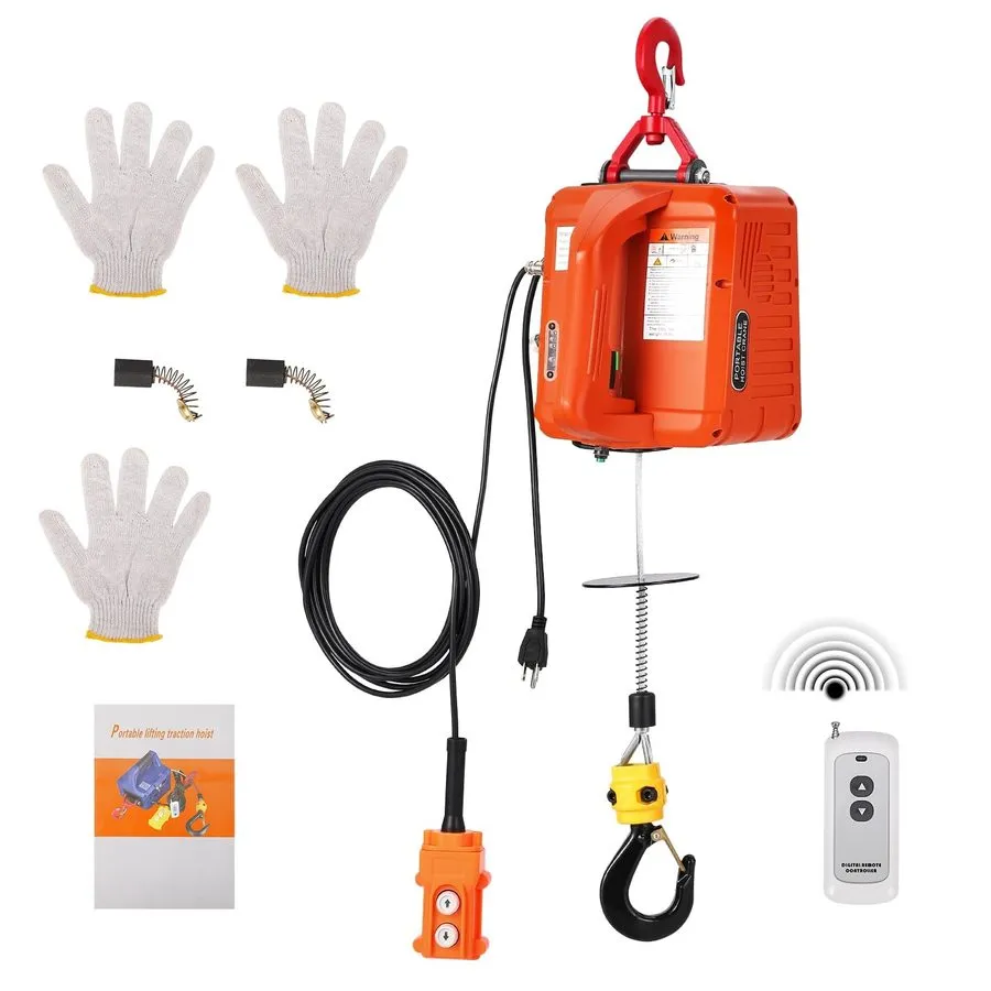 Таль 🐾3-in-1 Electric Hoist Winch, 1100lb Capacity 360° Swivel Hook 40ft Lift He