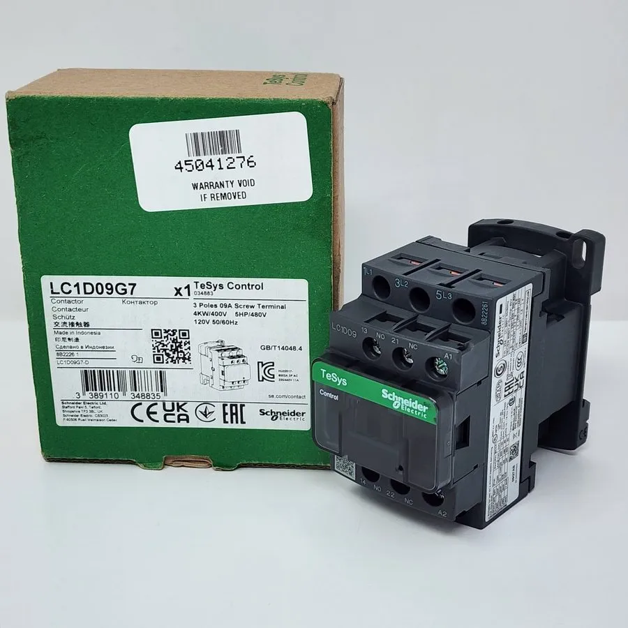 Контактор Schneider Electric LC1D09G7 TeSys Contactor, 3-Pole, 9A Max, 120VAC Co