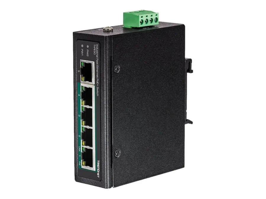 Коммутатор TRENDnet TI-PE50 5-Port Industrial Fast Ethernet PoE+ DIN-Rail Switch
