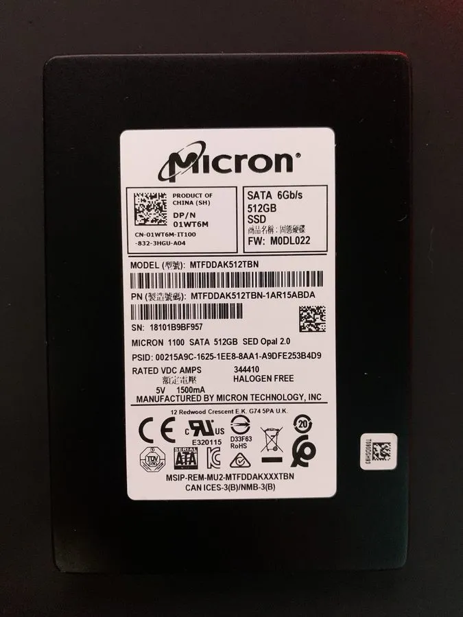 SSD-накопитель Micron MTFDDAK512TBN 2.5 inch SATA SSD 512GB Japan