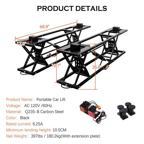 Автоподъёмник OMT 7000lb Portable Car Lift with 26.8" Max Height Auto Lock Remot
