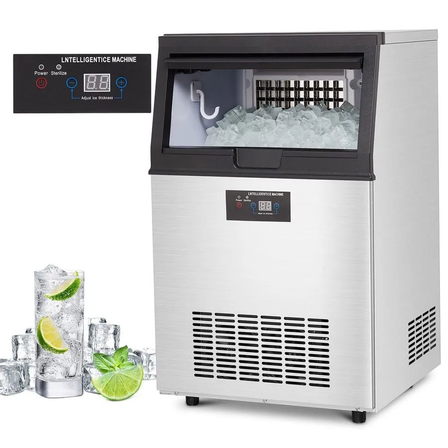 Льдогенератор 90LB/24H Commercial Ice Maker Machine 30LB Storage Stainless Steel