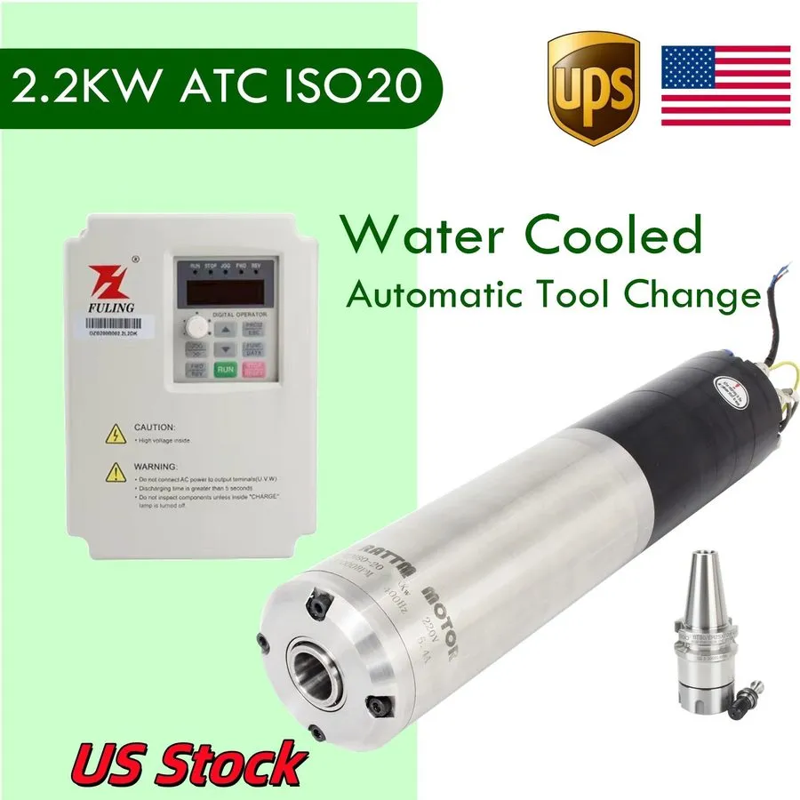 Шпиндель 2.2KW ATC Water Cooled Spindle Motor Automatic Tool Changer ISO20+VFD D