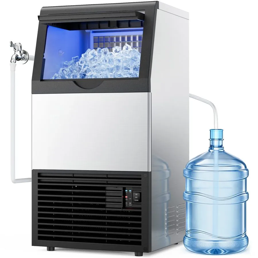 Льдогенератор 250lbs/24H Commercial Ice Maker &35lbs Storage BinStainless Steel