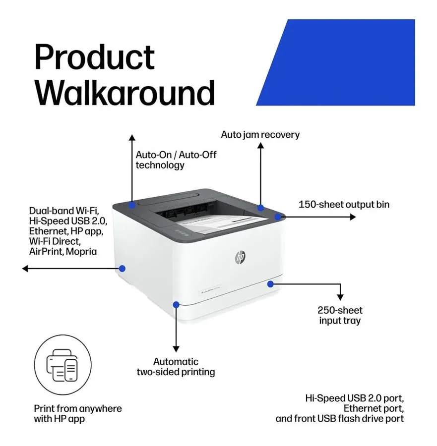 Лазерный принтер HP LaserJet Pro 3001dw Laser Printer Black And White Wifi Mobil