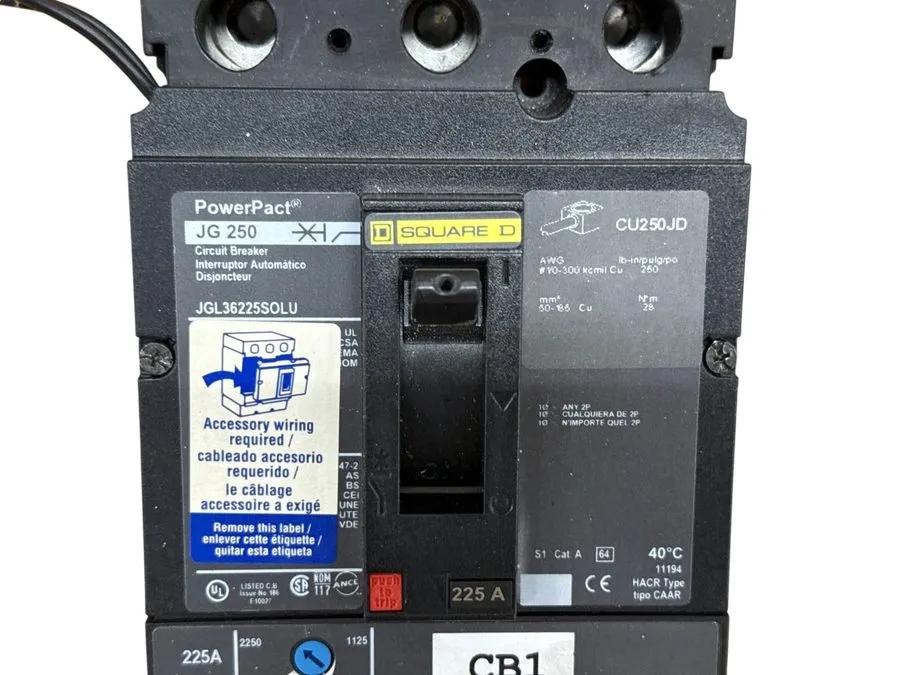 Автоматический выключатель SQUARE D JGL36225SOLU 225A 3-POLE 600V POWERPACT JGL  — фото лота 2