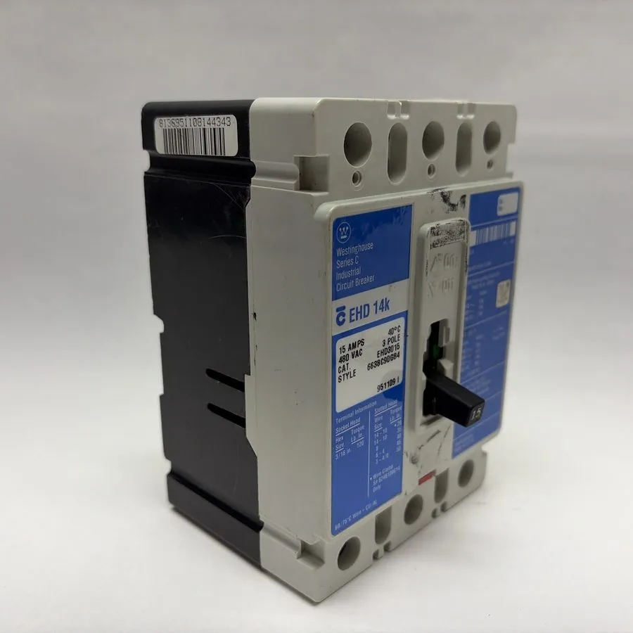 Автоматический выключатель EATON CUTLER HAMMER EHD3015 15A 3-POLE 480V F-FRAME C — фото лота 2