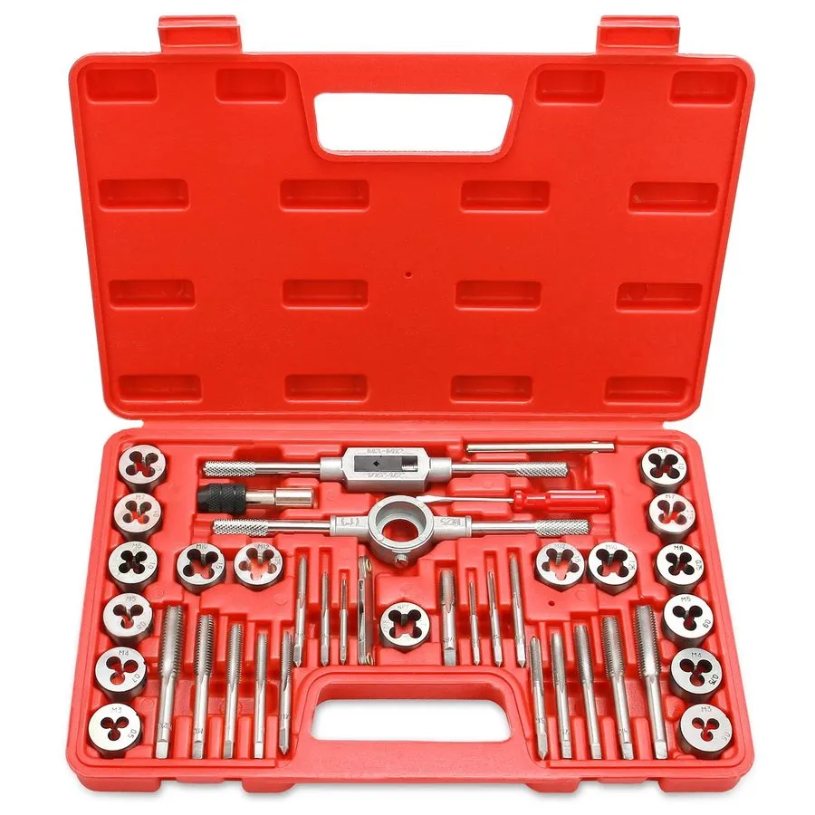 Режущий инструмент 40-Piece Metric Tap and Die Set GCr-15 Steel Widespread Metal — фото лота 1