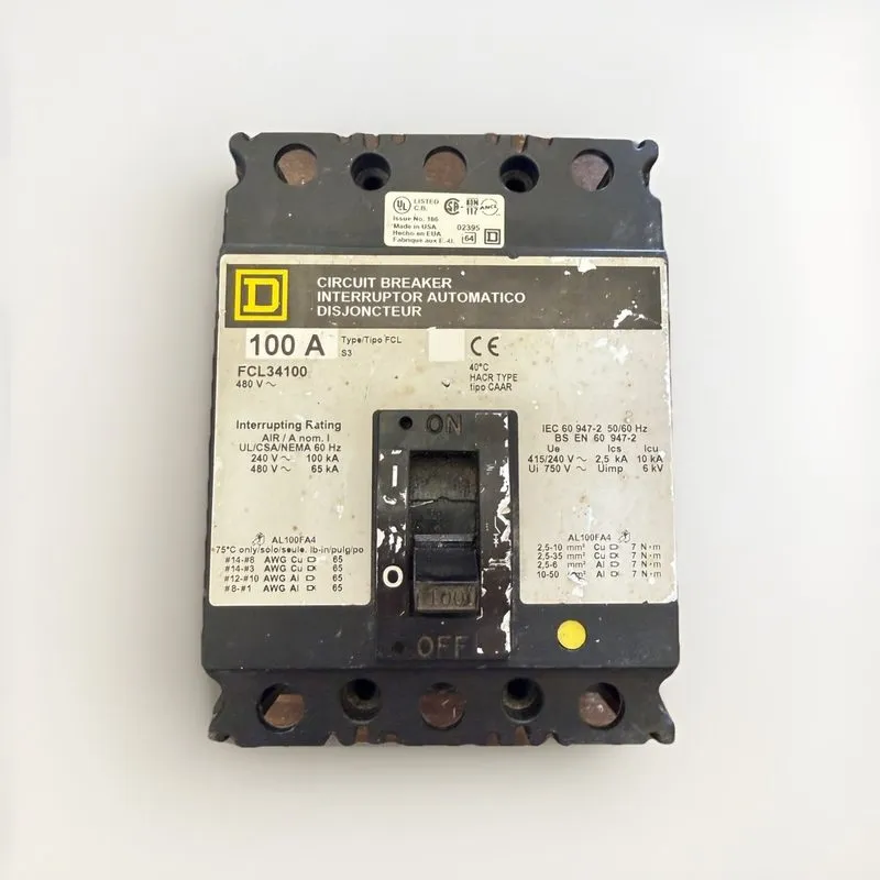 Автоматический выключатель Square D FCL34100 100A 480V 3 Pole Main Circuit Break — фото лота 1
