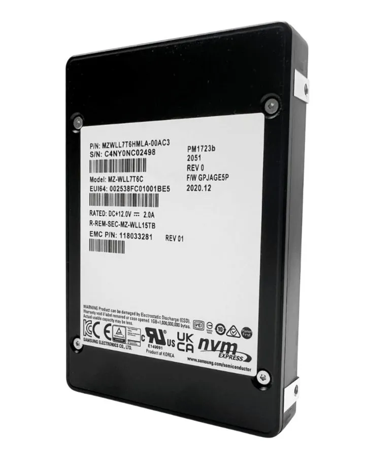 SSD-накопитель MZ-WLL7T6C Samsung PM1723b 7.68TB NVME PCIE3.0 2.5in U.2 SSD EMC